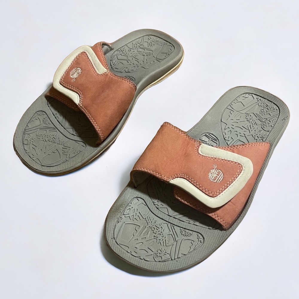 Timberland Active Slide Rose Pink Suede Leather Slip On Sandals 53323 Size 7.5